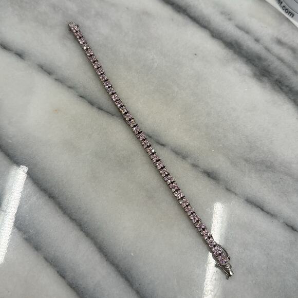 Pink flower Sterling silver tennis bracelet - Picture 4 of 6